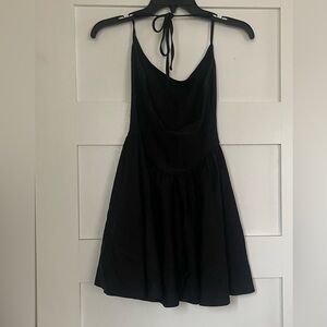 American Apparel Black Halter Cowl Mini Dress